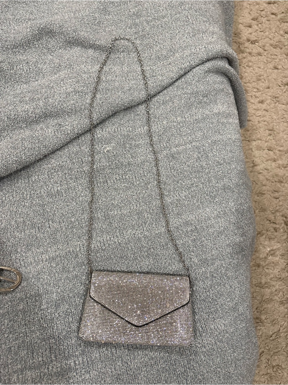 Target Silver Crystal Mesh Crossbody Clutch with Chain